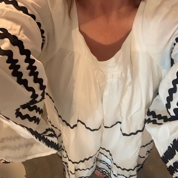 Lisa Marie Fernandez Collab W/Target Dress Size Medium White Ric Rac Flare - Picture 12 of 14